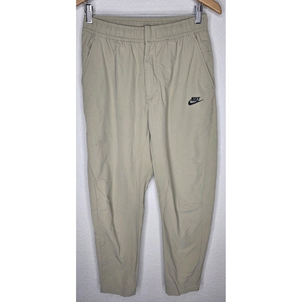 Nike Tech Pants Men M Beige Essential Commuter Stretch Active Gym Track Jogger